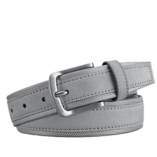 2026新款 带 男女情侣皮带蓝色真皮拼接牛津布格子腰带针扣牛仔裤