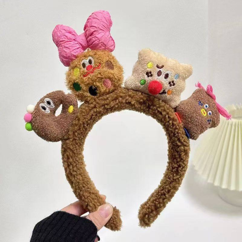 小众可爱洗脸发箍女2026新款秋冬毛绒女款高颅顶发捆曲奇饼干头箍