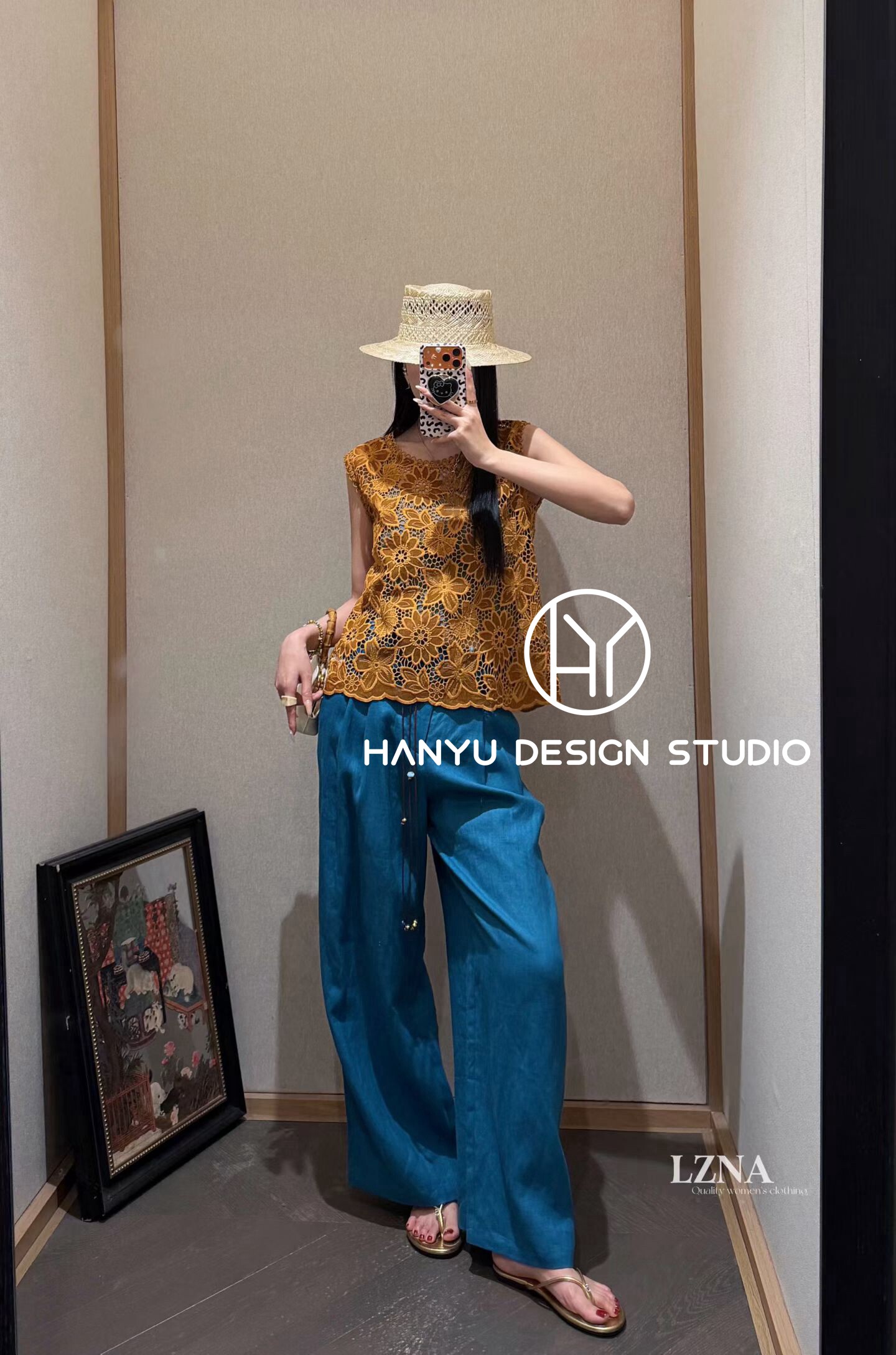 私信询价【韩钰DESIGN】2026夏季新款时尚镂空刺绣钩花无袖上衣女