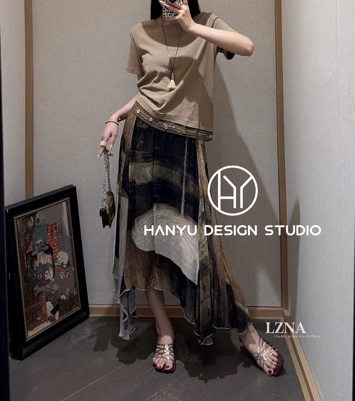 私信询价【韩钰DESIGN】2026夏季新款设计感圆领拼接下摆短袖T恤