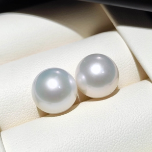 14mm 特选澳白平替冷光系正圆冷白爱迪生淡水珍珠耳钉10