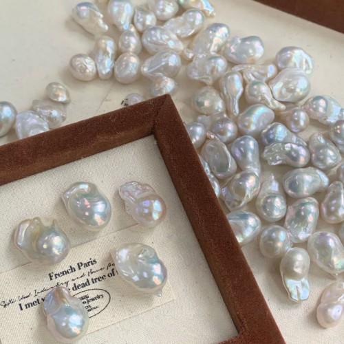 淡水珍珠异形白色大巴洛克炫彩巴洛克纯银可掰扣万能扣吊坠