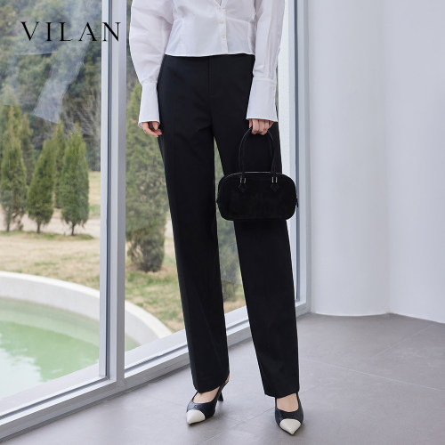 vilan 慧兰2026新款直筒西装裤女高腰垂坠感显瘦通勤阔腿休闲长裤