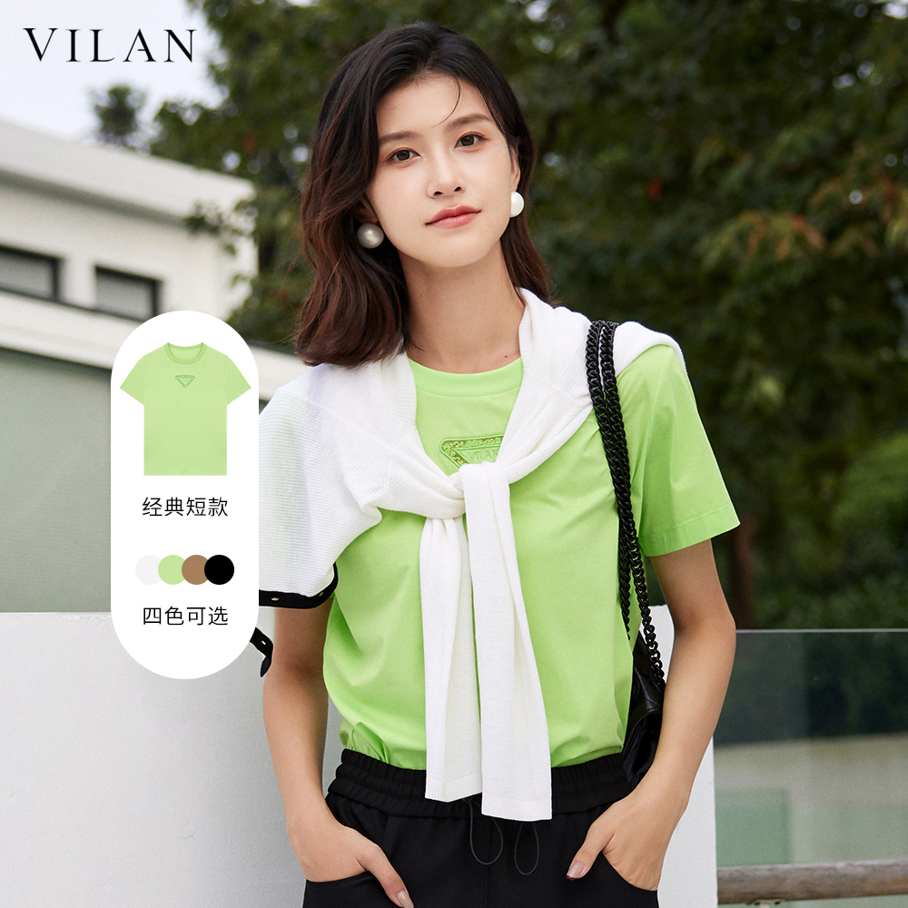 vilan/慧兰短袖女休闲短款修身