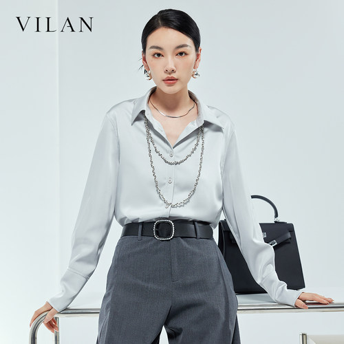 法式流光翻领衬衫女款2025新款