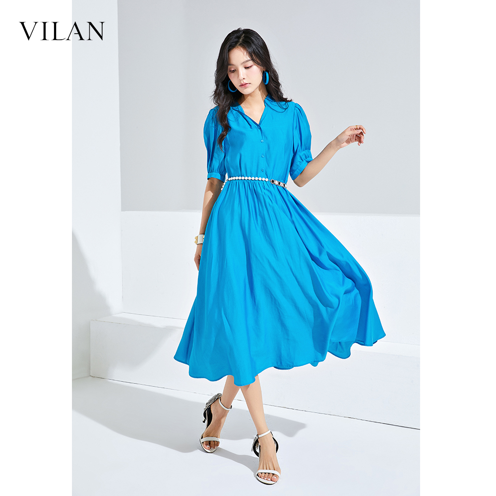 vilan/慧兰茶歇法式大摆连衣裙