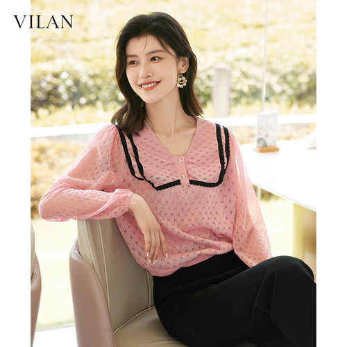 VILAN慧兰甜美长袖针织衫女