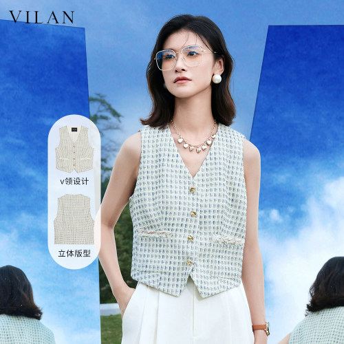 时尚百搭V领马甲女短款无袖上衣