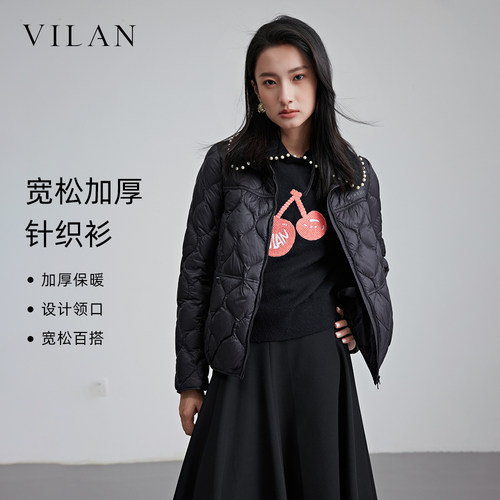 VILAN慧兰通勤圆领针织衫女