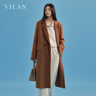 vilan/慧兰奢华长款过膝双面呢羊毛大衣女2025新款冬羊驼毛呢外套