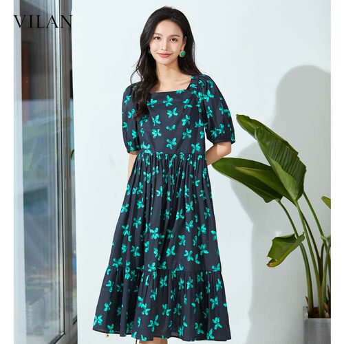 vilan/慧兰法式碎花裙女夏季长款