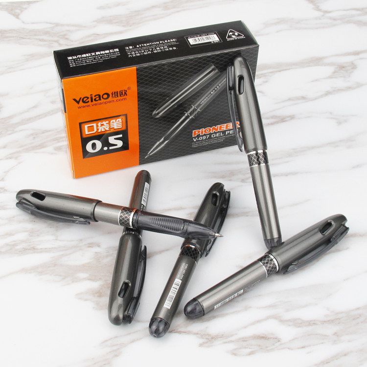 维欧097口袋笔 中性笔按动芯容量中性笔 0.5mm子弹头短笔 签字笔