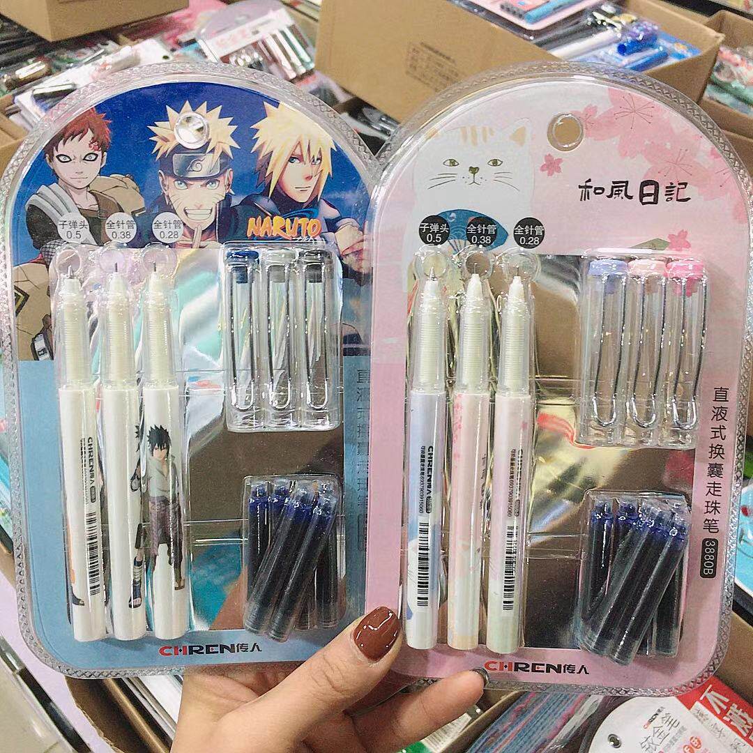 (实图拍摄传人卡装直液换囊走珠笔3880b学生替换墨囊可擦练字笔.