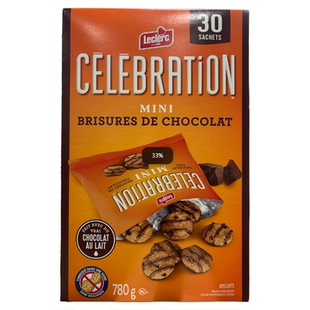 加拿大直邮 Leclerc Celebration迷你巧克力曲奇饼干30小包 780克