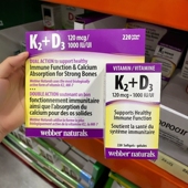 加拿大直邮 WEBBER伟博 维生素K2 2瓶减10元 D3复合胶囊 220粒