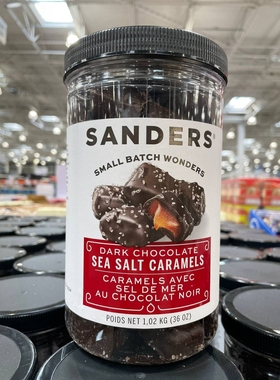 2瓶9.5折加拿大直邮 SANDERS 海盐黑巧克力 1.02kg/罐