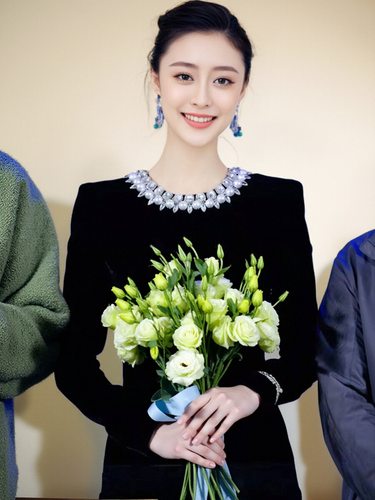 高端名媛丝绒连衣裙钉珠长款礼服