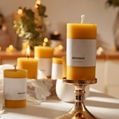 天然蜂蜡蜜蜡 蜂蜡圆柱蜡烛 手工华德福教堂祈祷无烟节日庆典