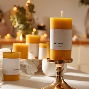 【蜂蜡圆柱蜡烛】天然蜂蜡蜜蜡 手工华德福教堂祈祷无烟节日庆典