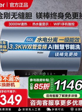 政府补贴海尔60升80升电热水器免清洗家用一级恒温速热洗澡PFA5