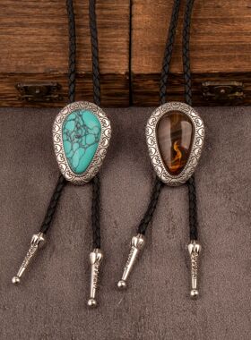 欧美牛仔系列外贸跨境波洛领带复古毛衣链金属个性项链bolo tie