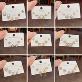 精致时尚 百搭可爱三件套组合耳钉女 气质简约日常通勤百搭耳环女