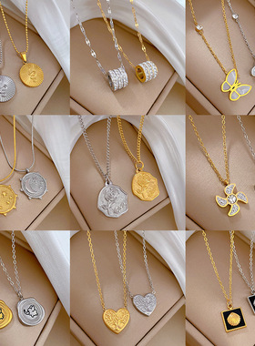 【通体钛钢】几何星球个性极简风炉内真金项链女ins网红锁骨链