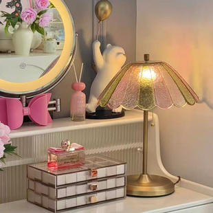 法式复古蝶梦台灯中古彩色琉璃氛围感卧室床头灯美式轻奢装饰台灯