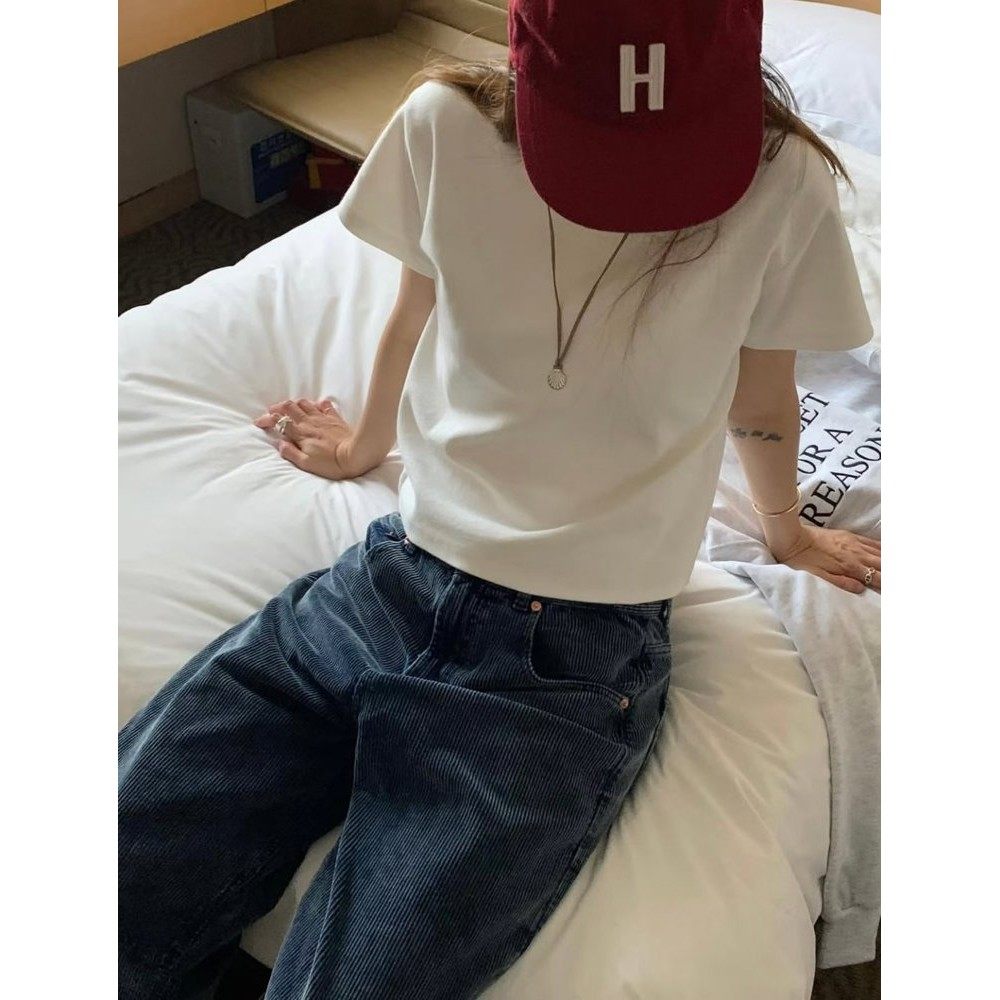 九1202韩国东大门t恤区AND-FLOYD-8716677优雅纯色清新正品个性