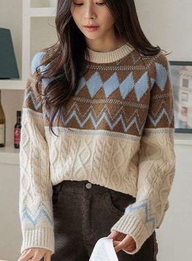 六0125韩国正品purplia-45446 针织衫区春冬简约韩版简洁可爱优雅