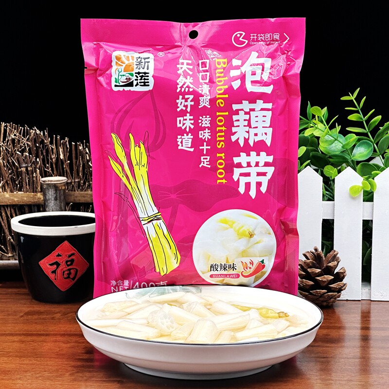 湖北特产泡椒藕带新莲泡藕带400g洪湖新鲜酸辣脆泡藕尖开袋即食泡