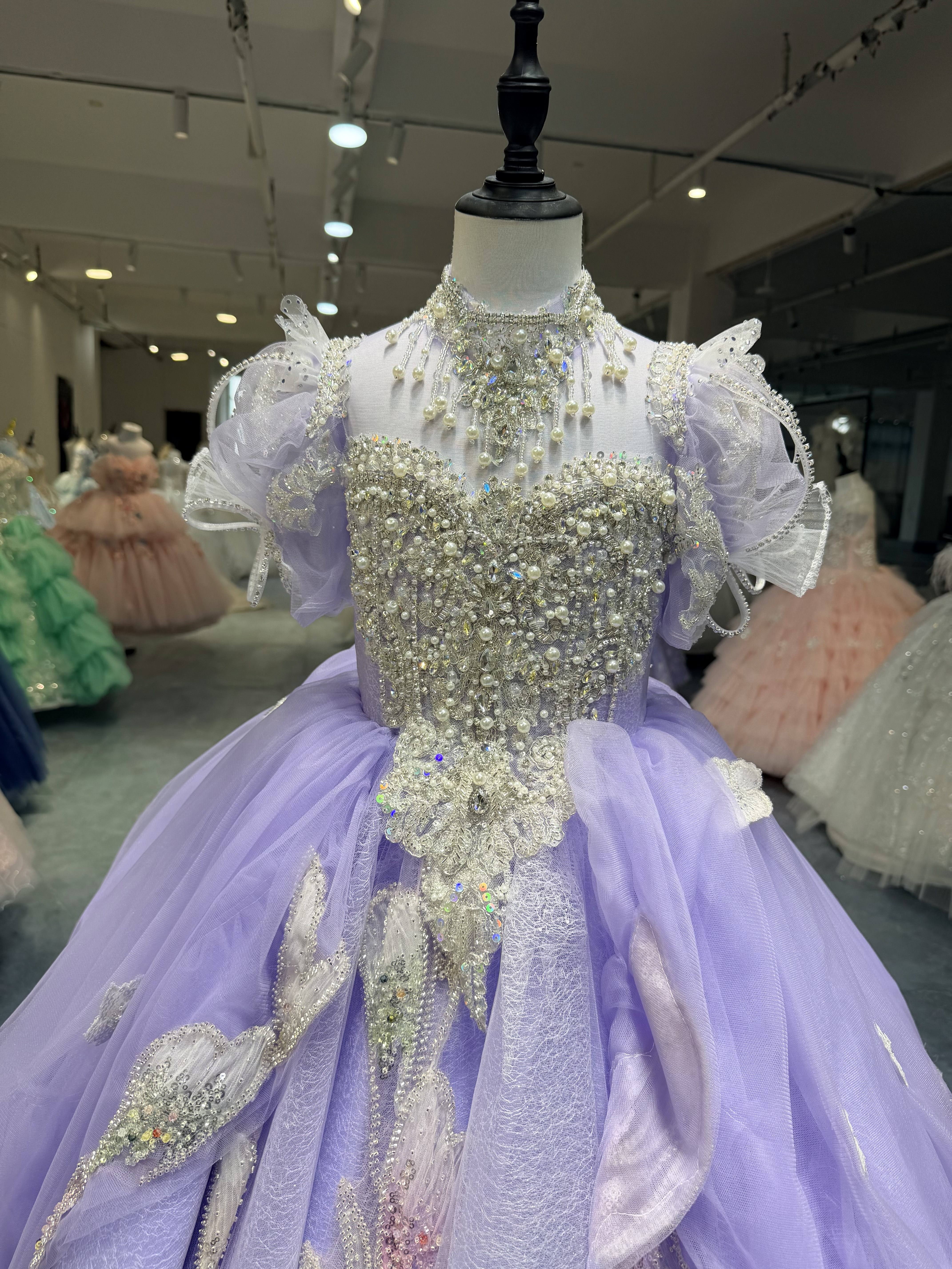 儿童礼服紫色重工花神蓬松蛋糕裙摆立体花朵装饰仙气满满