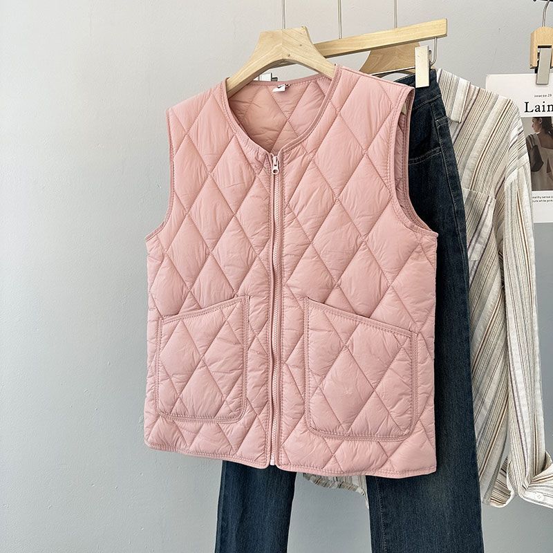 高品质羽绒棉马甲女秋冬韩版保暖立领无袖坎肩时尚外穿马夹外套