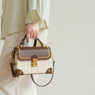小众高级感盒子包包女2025新款 复古撞色手提包百搭通勤单肩斜挎包