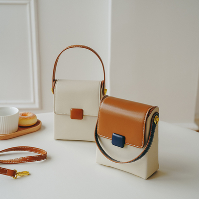 小众设计复古拼色手机包