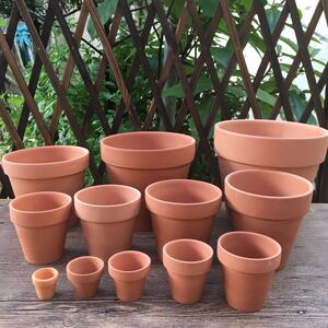 红陶花盆圆形花盆多肉植物育苗盆栽透气陶土盆绿植园艺花卉大号盆