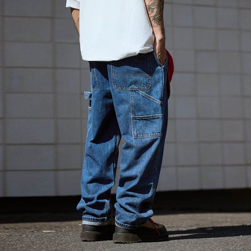 日系复古宽松牛仔工装B11伐木裤
