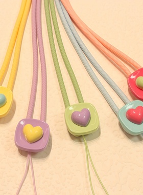 长款小清新爱心创意手机挂绳挂脖子绳钥匙学生卡照防丢硅胶吊绳