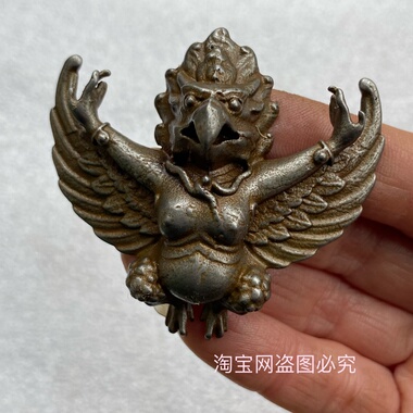 仿古西藏尼泊尔藏式天铁大鹏鸟挂件吊坠密宗铜佛古玩文玩配饰