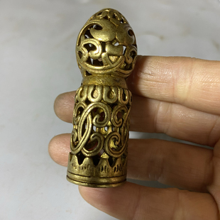 仿古西藏藏式手工藏印藏传文化牌黄铜刻花镂空印章吊坠利马挂件