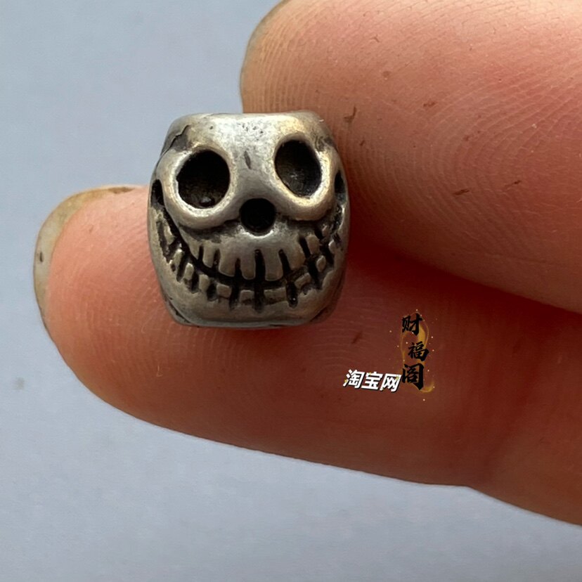 复古藏式白铜尸陀林桶珠 藏传阿呆配饰 佛珠手串隔珠弟子珠配珠