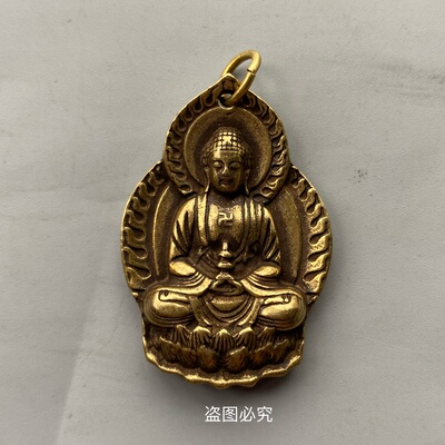 仿古藏式黄铜释迦牟尼佛吊坠项链挂件挂坠颈链挂件