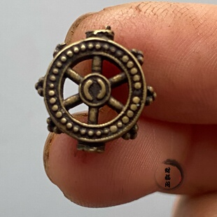 仿古藏式黄铜迷你小法轮吊坠挂件男女款文玩配饰项链
