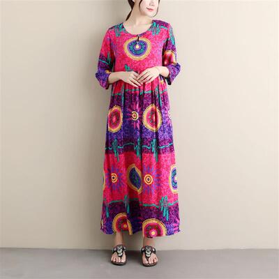 春秋连衣裙女装复古文艺风长裙云南西藏沙漠草原旅游拍照沙滩外套