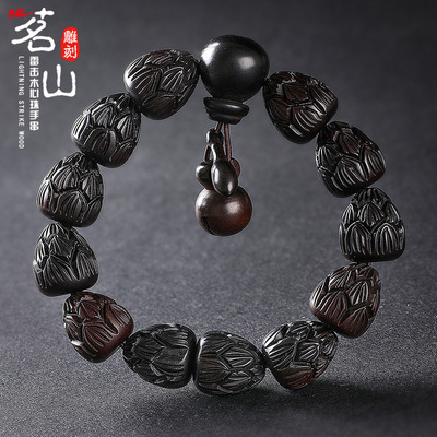 民族风黑色雕刻短款文玩念珠