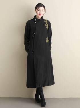 旗袍古装汉服立领长袖加厚外套