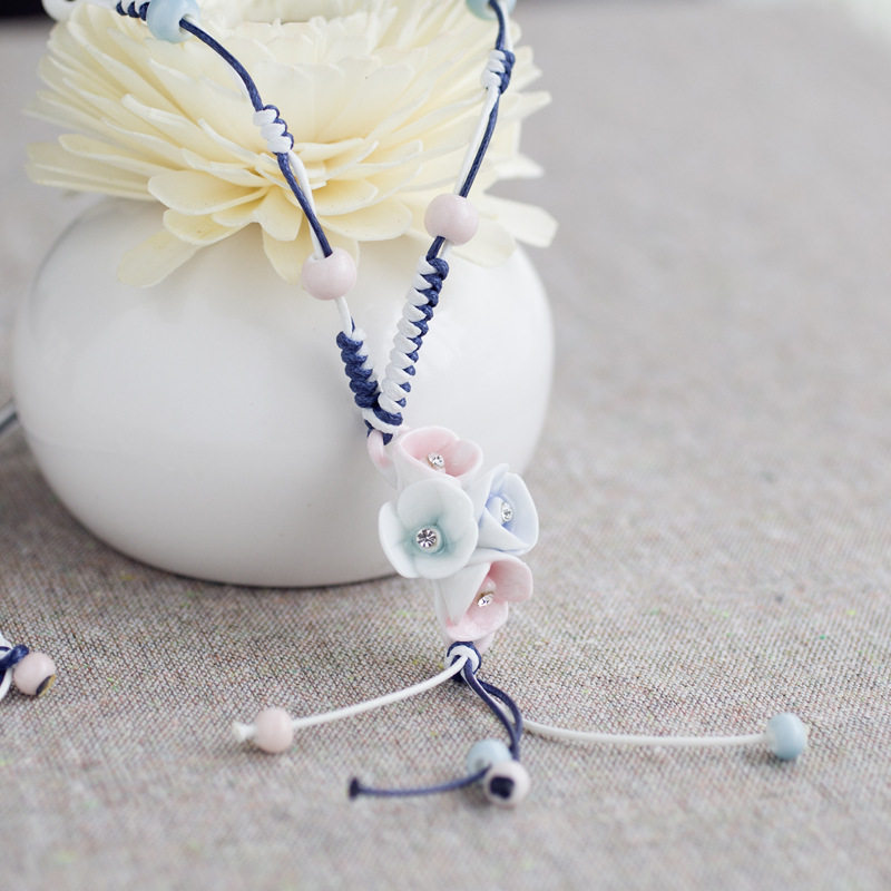 特色陶瓷民族风项链复古挂件配饰品云南丽江女长毛衣链旅游纪念品