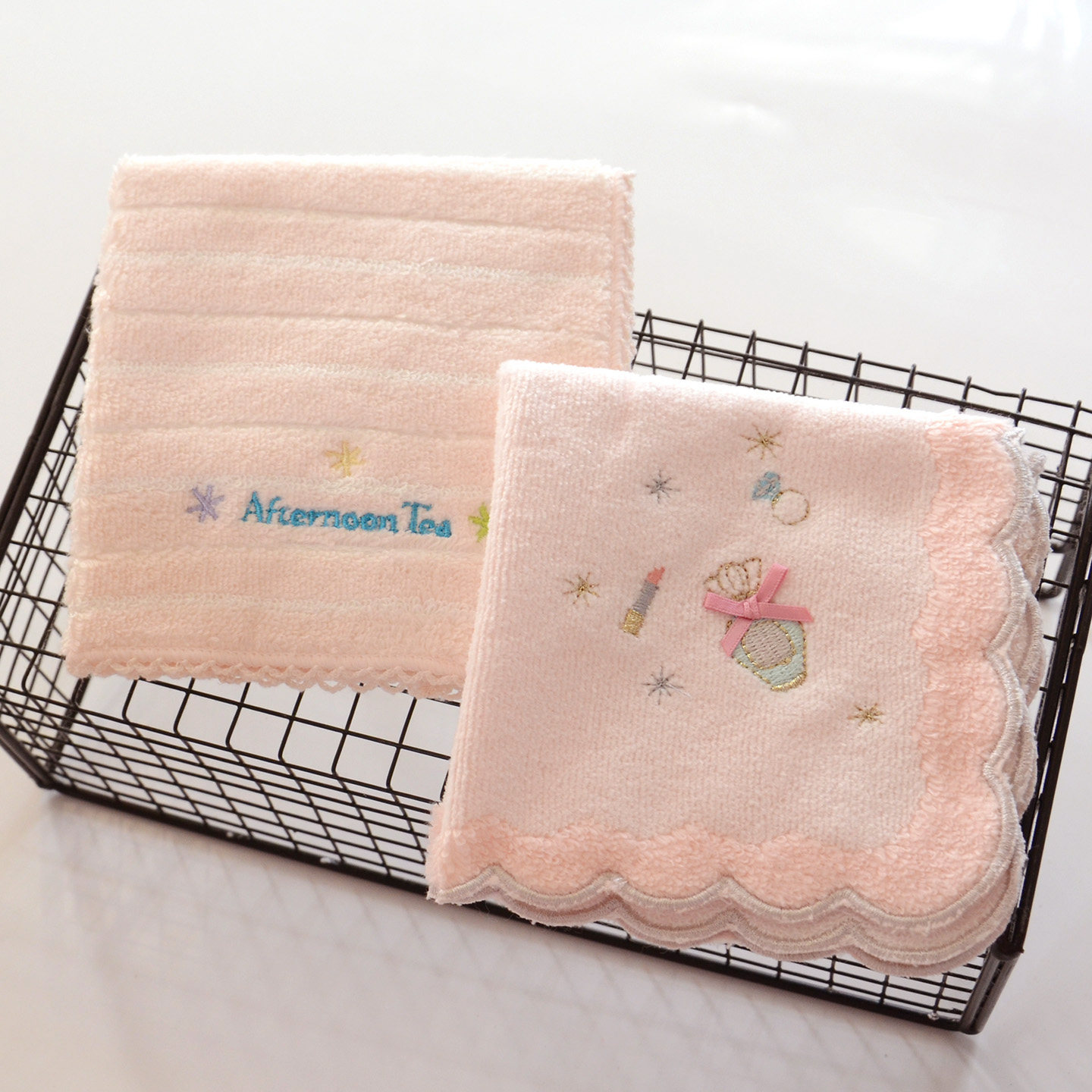 出口日本精品刺绣下午茶方巾纯棉卡通可爱加厚手帕擦手巾 25*25cm