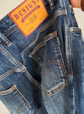 春季经典水洗蓝高端丹宁九分裤2026单裤弹力锥形八分短牛仔长裤男