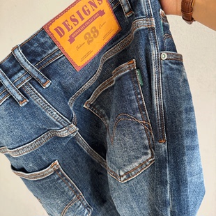 弹力锥形八分短牛仔长裤 2025厚款 男 水洗蓝高端丹宁九分裤 秋冬经典